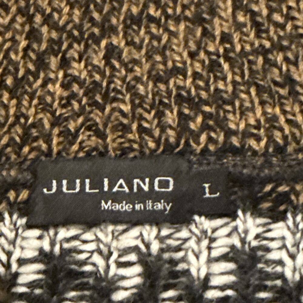 Mens Jumper Large Size JULIANO Grey Argyle Wool Italy Henley Sweater Pullover - Picture 6 of 8